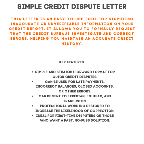 Simple Credit Dispute Letter (Transunion)