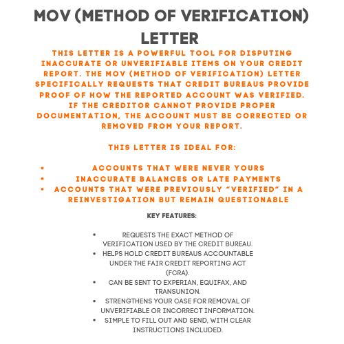 Method Of Verification Letter