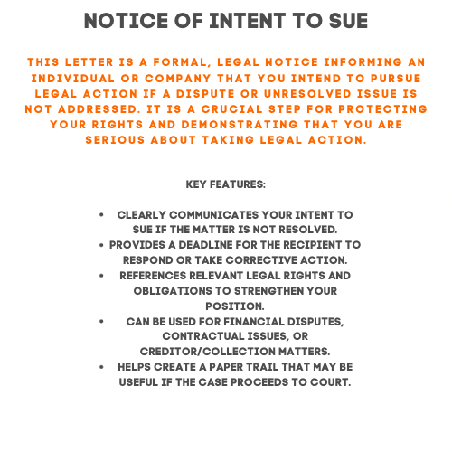 Notice of Intent To Sue