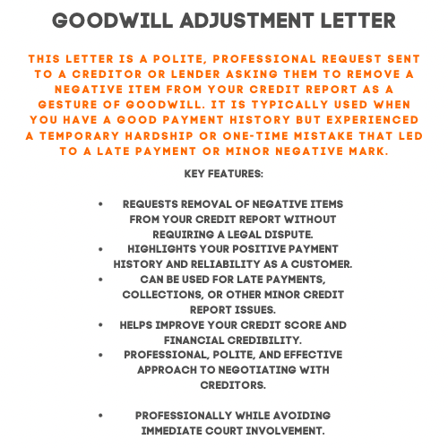Goodwill Adjustment Letter