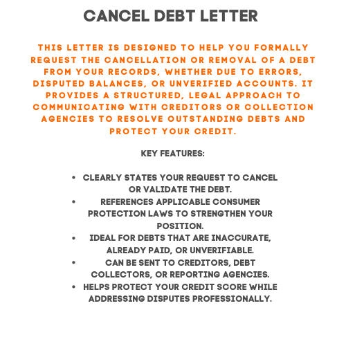 Cancel Debt Letter